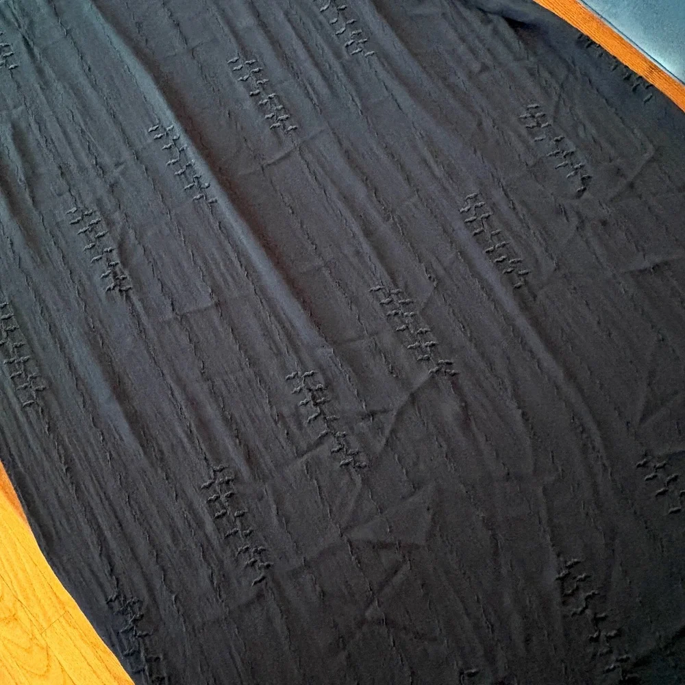 Banana Republic Shawl, Scarf, Wrap in Sheer Black with Embroidered Design, India